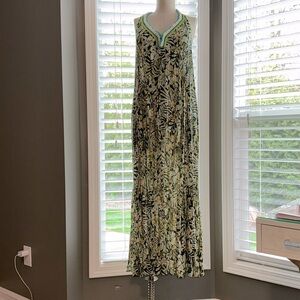 Poupette St Barth V neck Long Dress Racerback Cover Up Green Pockets Maxi Large